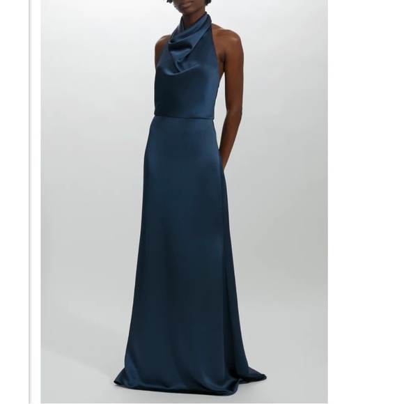 AMSALE High Cowl Neck Halter Gown Size 14 - Picture 1 of 5